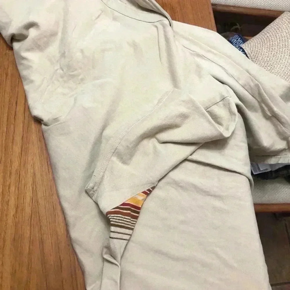 Vintage Hang Ten Polo Collared Shirt Tan Brown Stripe Size XXL - Picture 5 of 5